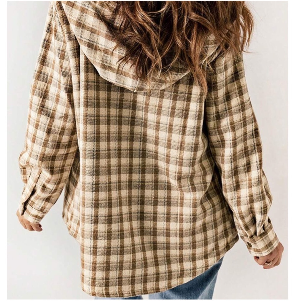 Cozy Plaid Print Teddy Lined Button Jacket Shacket - Picture 8 of 11